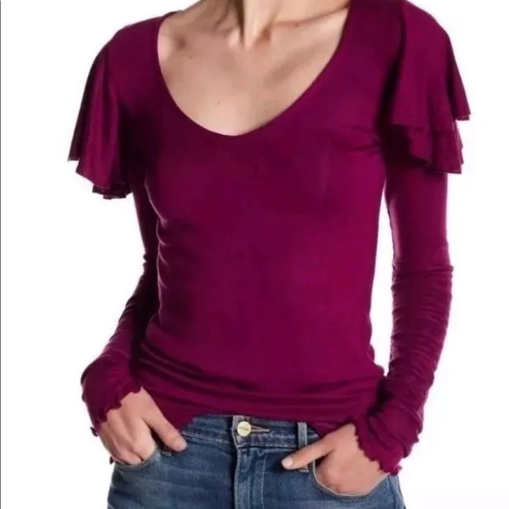 Free People berry color knit top NWT size small